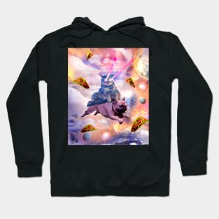 Cosmic Laser Cat Riding Unicorn Pug Hoodie